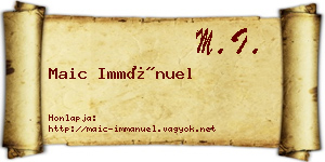 Maic Immánuel névjegykártya